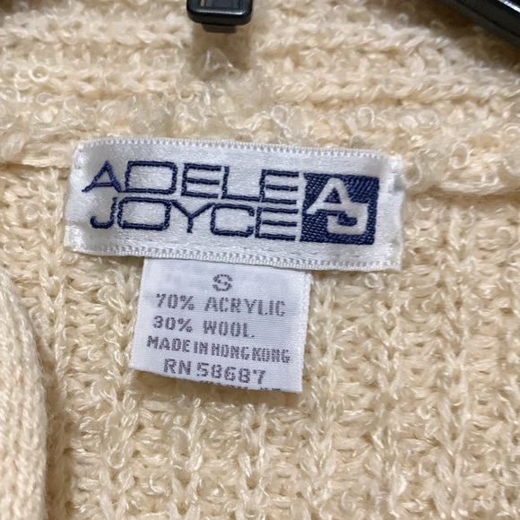 Adele Joyce Sweater Cardigan Jacket S Stretchy Creamy Ivory Acrylic Wool Blend - Picture 2 of 12